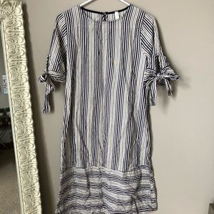 Navy & Tan Midi Dress